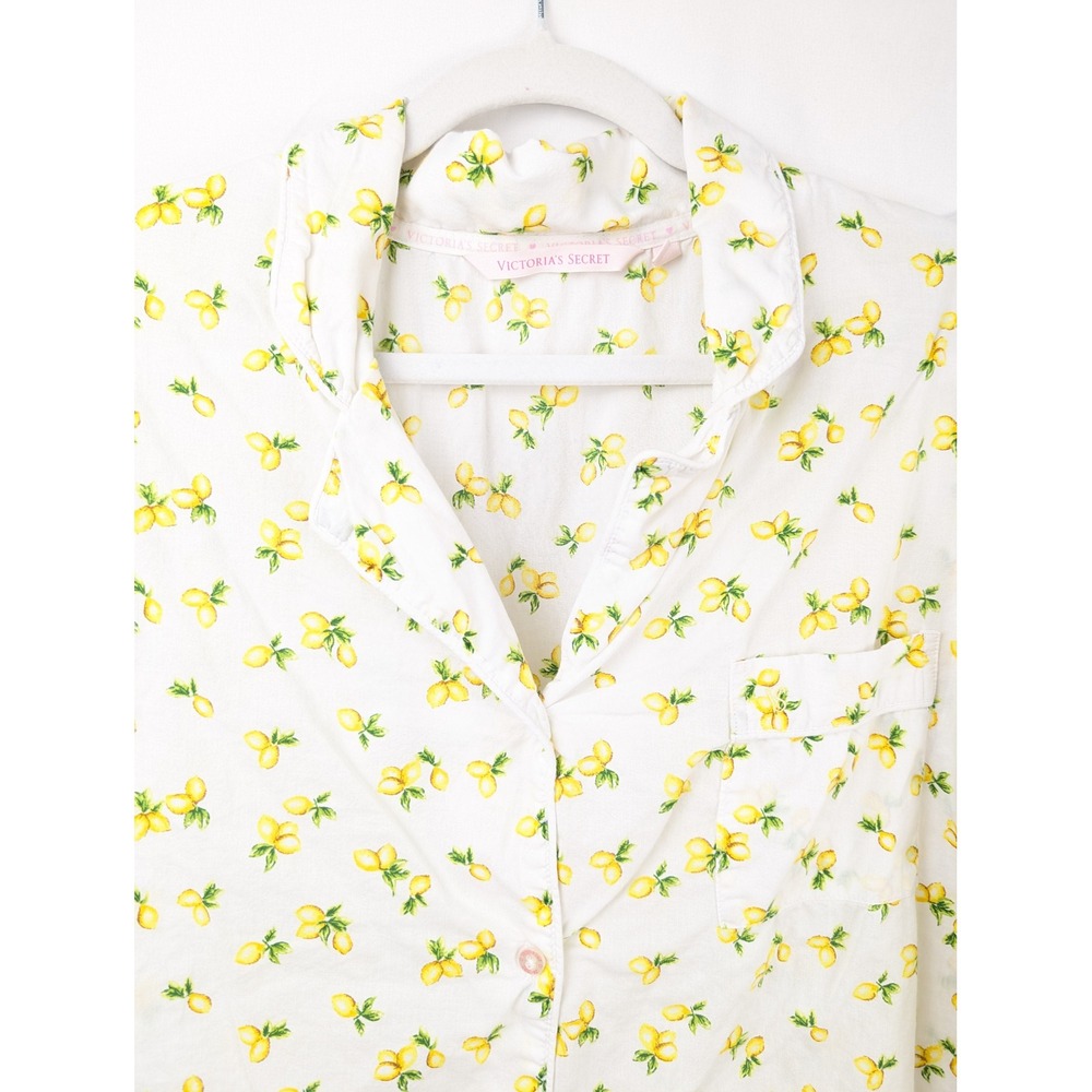 Victorias Secret Lemon Pajama Set Size L 100% Cotton Novelty Fruit Sleep Lounge - Picture 4 of 9